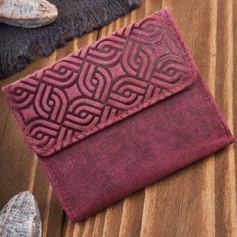 Portfel damski skórzany vintage mały z ochroną RFID w geometryczny wzór  T-114-HCH