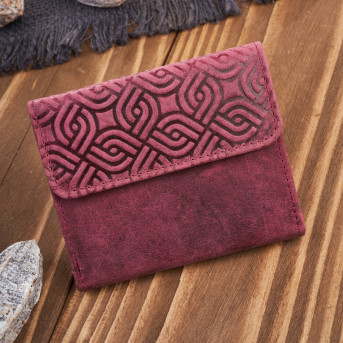 Portfel damski skórzany vintage mały z ochroną RFID w geometryczny wzór  T-114-HCH