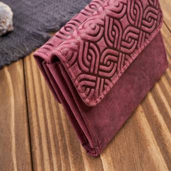 Portfel damski skórzany vintage mały z ochroną RFID w geometryczny wzór  T-114-HCH