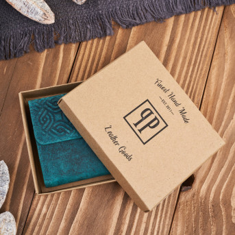 Portfel damski skórzany vintage mały ciemnozielony z RFID we wzór geometryczny T-114-HGR