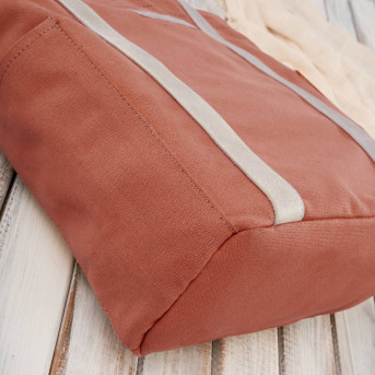 Torba damska na ramię shopper duża wegańska materiałowa pojemna pomarańczowa E-17-RU