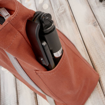 Torba damska na ramię shopper duża wegańska materiałowa pojemna pomarańczowa E-17-RU