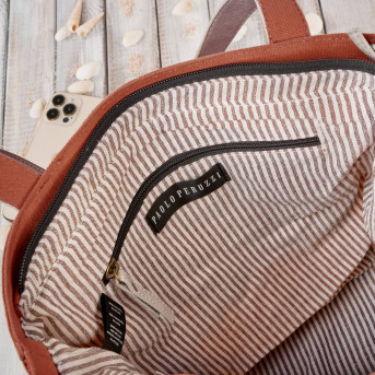 Torba damska na ramię shopper duża wegańska materiałowa pojemna pomarańczowa E-17-RU