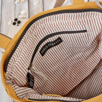 Torba damska na ramię shopper duża wegańska materiałowa pojemna żółta E-17-YL