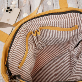 Torba damska na ramię shopper duża wegańska materiałowa pojemna żółta E-17-YL