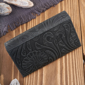 Portfel damski skórzany w kwiaty vintage T-108-HBL portfel damski duży Paolo Peruzzi RFID