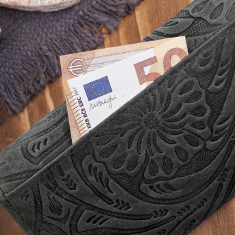 Portfel damski skórzany w kwiaty vintage T-108-HBL portfel damski duży Paolo Peruzzi RFID