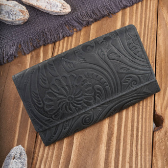 Portfel damski skórzany w kwiaty vintage T-108-HBL portfel damski duży Paolo Peruzzi RFID