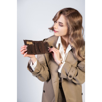 DAMSKI BRĄZOWY SKÓRZANY PORTFEL PAOLO PERUZZI RFID T-12-HBR