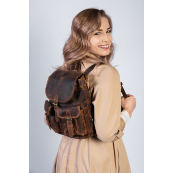 SKÓRZANY PLECAK DAMSKI VINTAGE  BRĄZOWY PAOLO PERUZZI T-16-BR