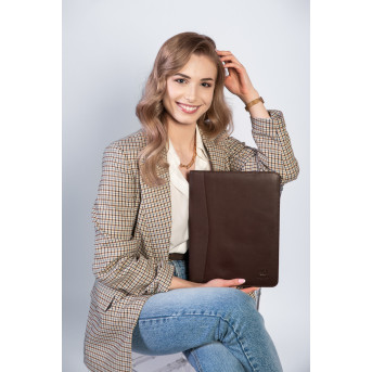 SKÓRZANY BIWUAR A4 AKTÓWKA BRĄZOWY PAOLO PERUZZI T-42-BR