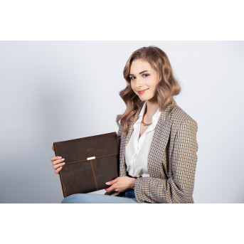 SKÓRZANY BRĄZOWY BIWUAR A4 ORGANIZER PAOLO PERUZZI T-43-HBR