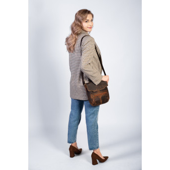 SKÓRZANA TOREBKA LISTONOSZKA DAMSKA NA RAMIĘ PAOLO PERUZZI T-61-HBR