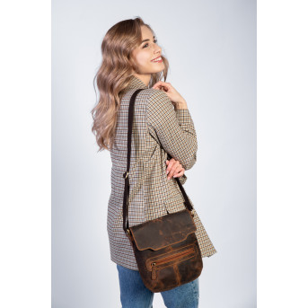 SKÓRZANA TOREBKA LISTONOSZKA DAMSKA NA RAMIĘ PAOLO PERUZZI T-61-HBR