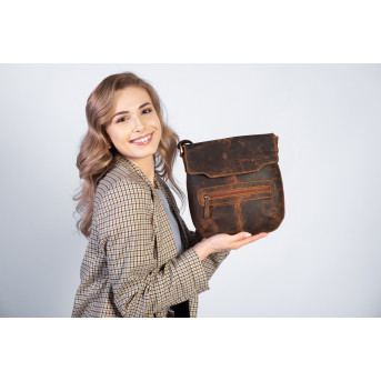 SKÓRZANA TOREBKA LISTONOSZKA DAMSKA NA RAMIĘ PAOLO PERUZZI T-61-HBR