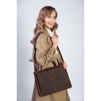 TECZKA DAMSKA SKÓRZANA, AKTÓWKA DO RĘKI I NA RAMIĘ A4 PAOLO PERUZZI T-94-HBR