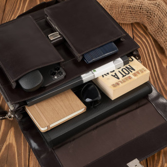 Torba męska na ramię skórzana do pracy aktówka na dokumenty i laptopa