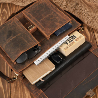 Torba męska na ramię skórzana do pracy aktówka na dokumenty i laptopa