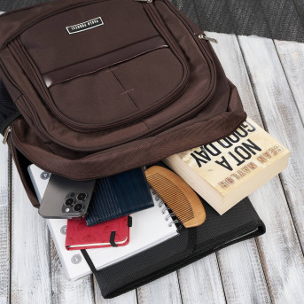 Plecak męski na laptopa do pracy T-120 plecak męski sportowy brązowy Paolo Peruzzi