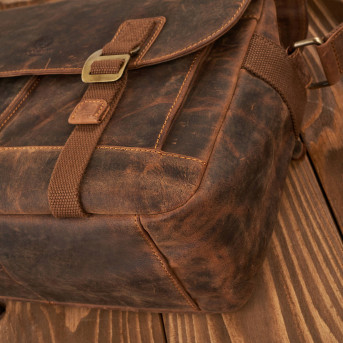 Torba męska na ramię skórzana brązowa vintage