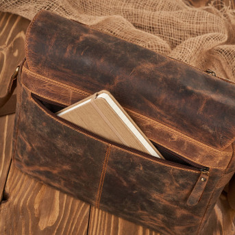 Torba męska na ramię skórzana brązowa vintage
