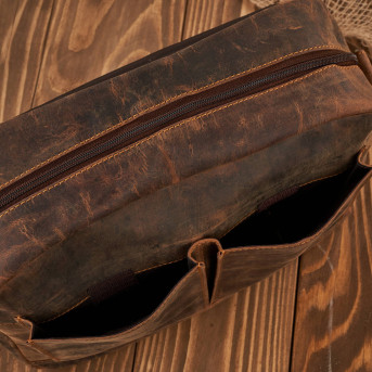 Torba męska na ramię skórzana brązowa vintage