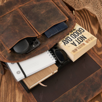 Torba męska na ramię skórzana brązowa vintage