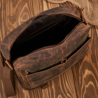 Torba męska na ramię skórzana brązowa vintage