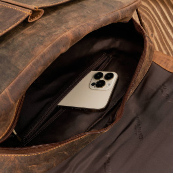 Torba męska na ramię skórzana brązowa vintage