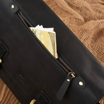 Torba męska na ramię skórzana czarna vintage na laptopa