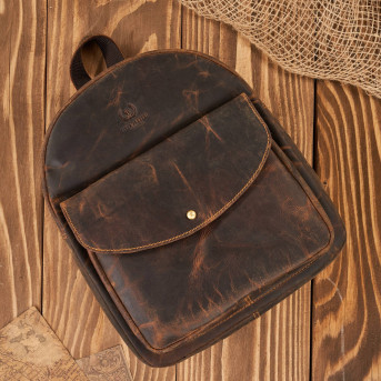 Plecaczek damski skórzany brązowy vintage mały na co dzień T-18-BR