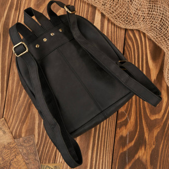 Plecaczek damski skórzany czarny vintage mały plecak miejski T-18-BL