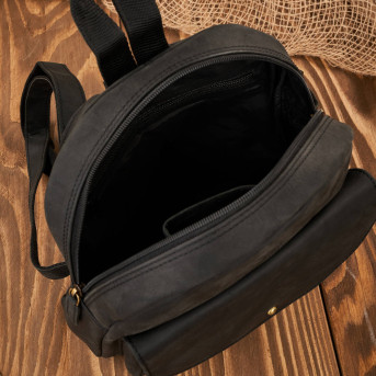 Plecaczek damski skórzany czarny vintage mały plecak miejski T-18-BL