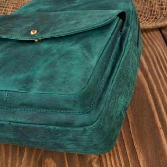 Plecaczek damski skórzany zielony vintage mały miejski