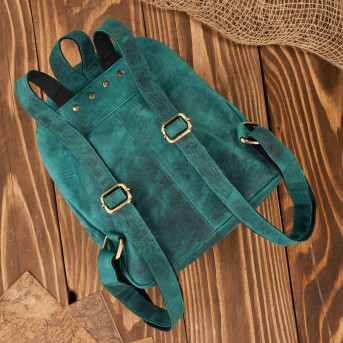 Plecaczek damski skórzany zielony vintage mały miejski