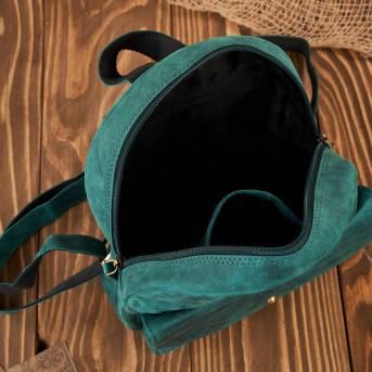 Plecaczek damski skórzany zielony vintage mały miejski
