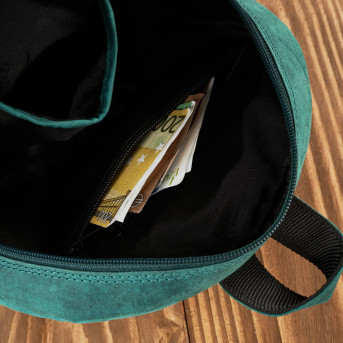 Plecaczek damski skórzany zielony vintage mały miejski