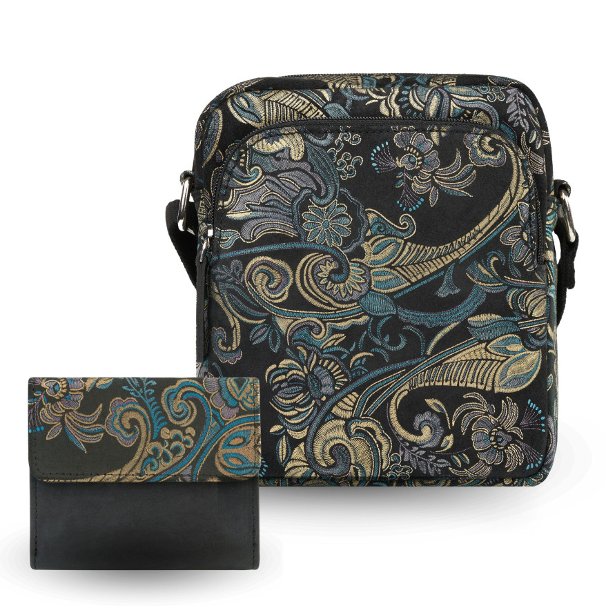 Portfel damski skórzany mały T-11-G i listonoszka damska na ramię T-63-G