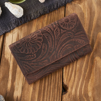 Portfel damski skórzany w kwiaty vintage T-108-HBR portfel damski duży Paolo Peruzzi RFID