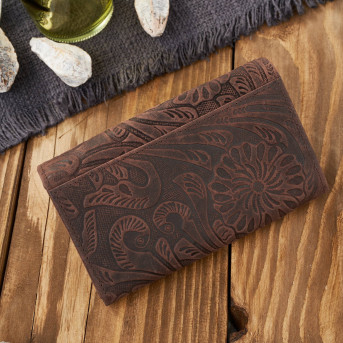 Portfel damski skórzany w kwiaty vintage T-108-HBR portfel damski duży Paolo Peruzzi RFID