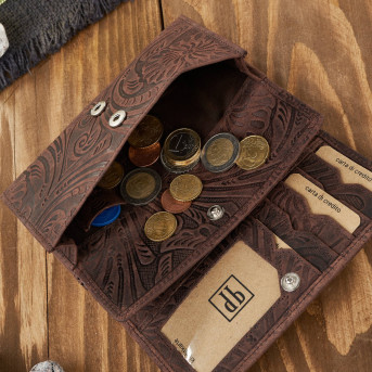 Portfel damski skórzany w kwiaty vintage T-108-HBR portfel damski duży Paolo Peruzzi RFID