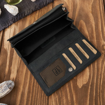 Portfel damski skórzany duży Paolo Peruzzi portfel damski czarny T-113