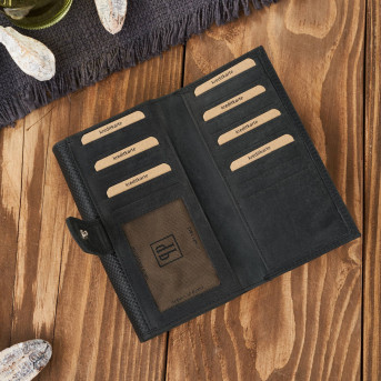 Portfel damski skórzany duży Paolo Peruzzi portfel damski czarny T-113