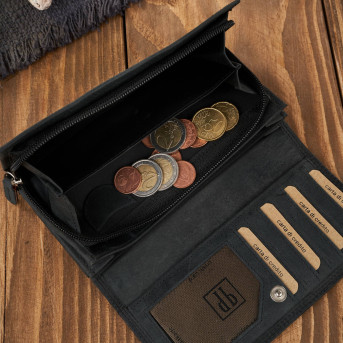 Portfel damski skórzany duży Paolo Peruzzi portfel damski czarny T-113