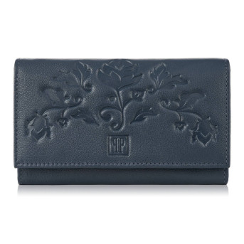 Portfel damski skórzany z kwiatowym wzorem etui na klucze zestaw prezentowy Paolo Peruzzi