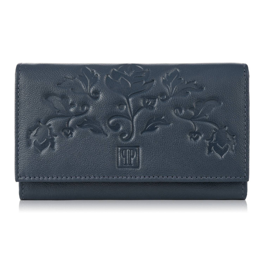 Portfel damski skórzany z kwiatowym wzorem etui na klucze zestaw prezentowy Paolo Peruzzi
