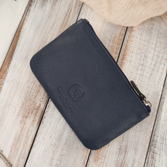 Kosmetyczka skórzana granatowa i etui na klucze ze skóry naturalnej