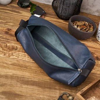 Kosmetyczka skórzana granatowa i etui na klucze ze skóry naturalnej