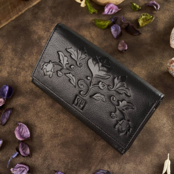 Portfel damski skórzany z kwiatowym wzorem etui na klucze zestaw prezentowy Paolo Peruzzi