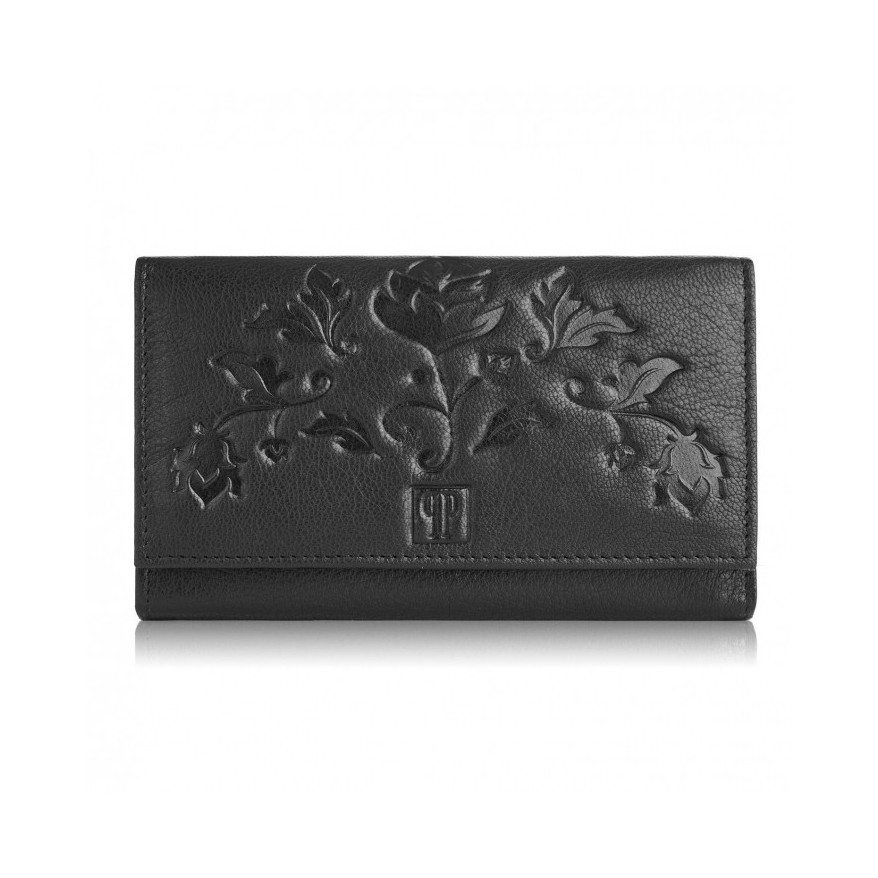 Portfel damski skórzany z kwiatowym wzorem etui na klucze zestaw prezentowy Paolo Peruzzi